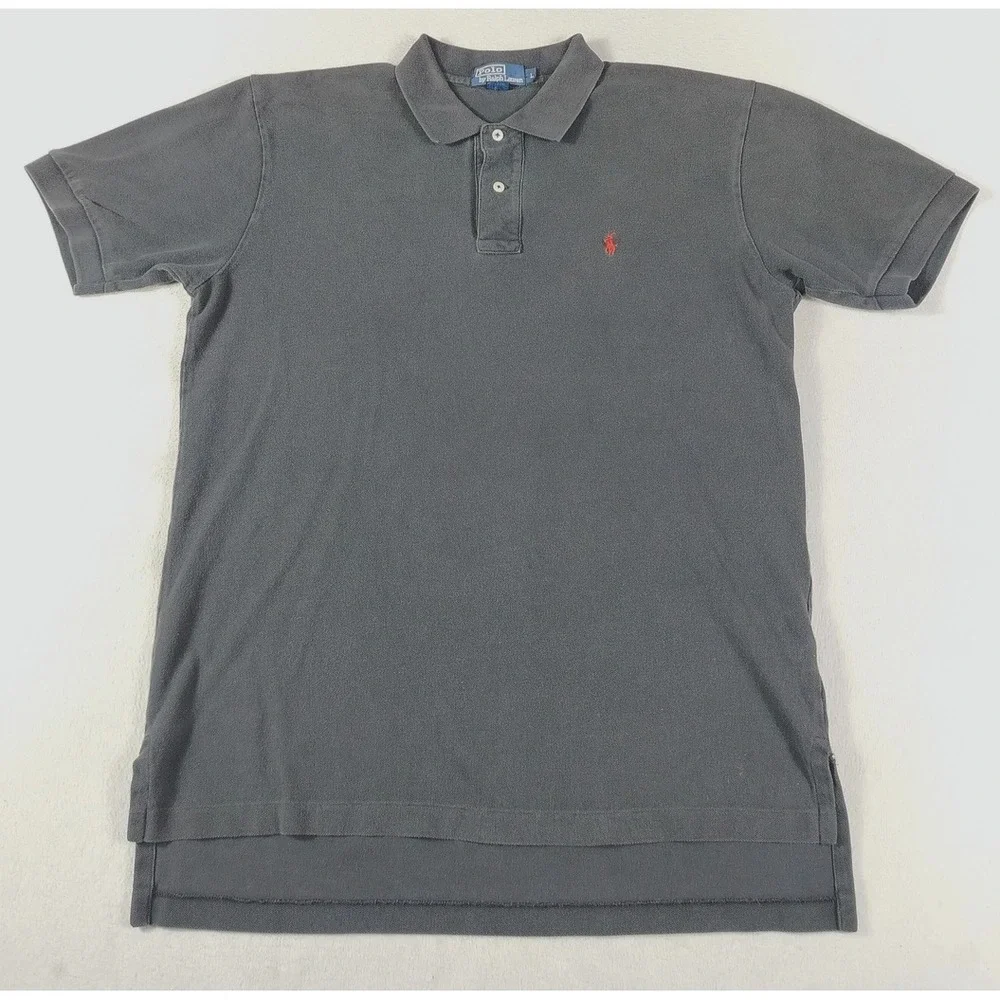 Vintage Polo By Ralph Lauren Polo Shirt Mens Large Black Cotton Red Pony Preppy